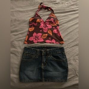 Y2K american eagle denim mini skirt
